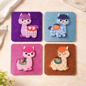 3x3 Note Cards – Llama Friends Series – Set of 4 with Envelopes | Handmade in th